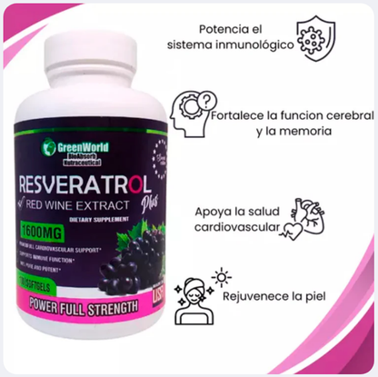 RESVERATROL PLUS - ANTI ENVEJECIMIENTO CELULAR 🍇
