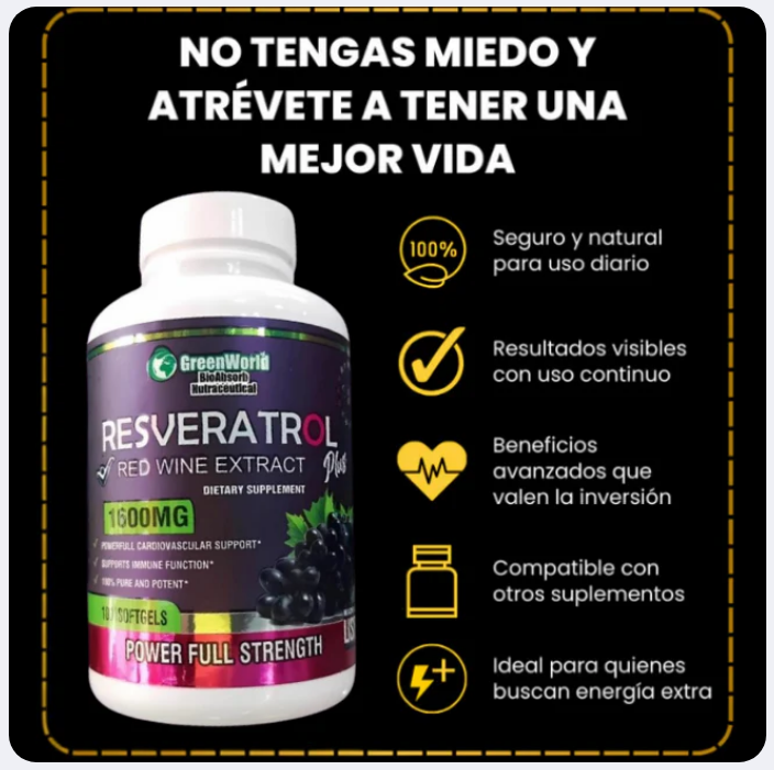 RESVERATROL PLUS - ANTI ENVEJECIMIENTO CELULAR 🍇